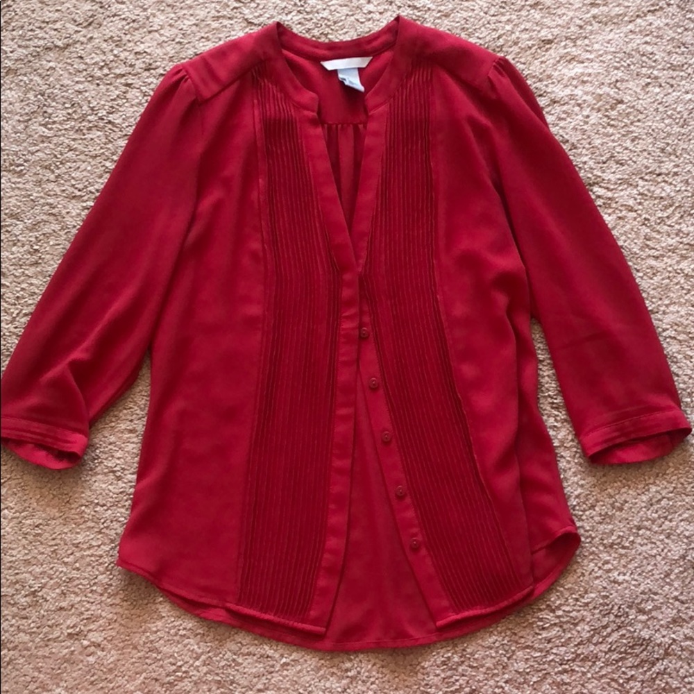 3/4 sleeve button down blouse